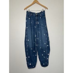 NWT Free People We The Free Westward Under The Sea Embroidered Jean Size 25